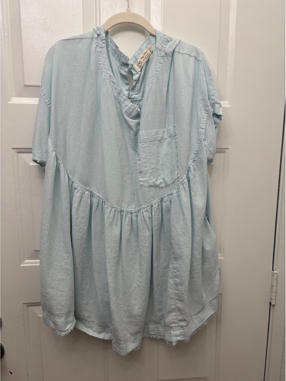 We The Free Light Blue Short Sleeve Tunic Top Size Large